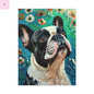 French Bulldog Canvas Art, Dog Lover Home Decor, Pet Portrait Wall Art, Floral Canvas Print, Gift for Dog Owners, French Bulldog gift Printify