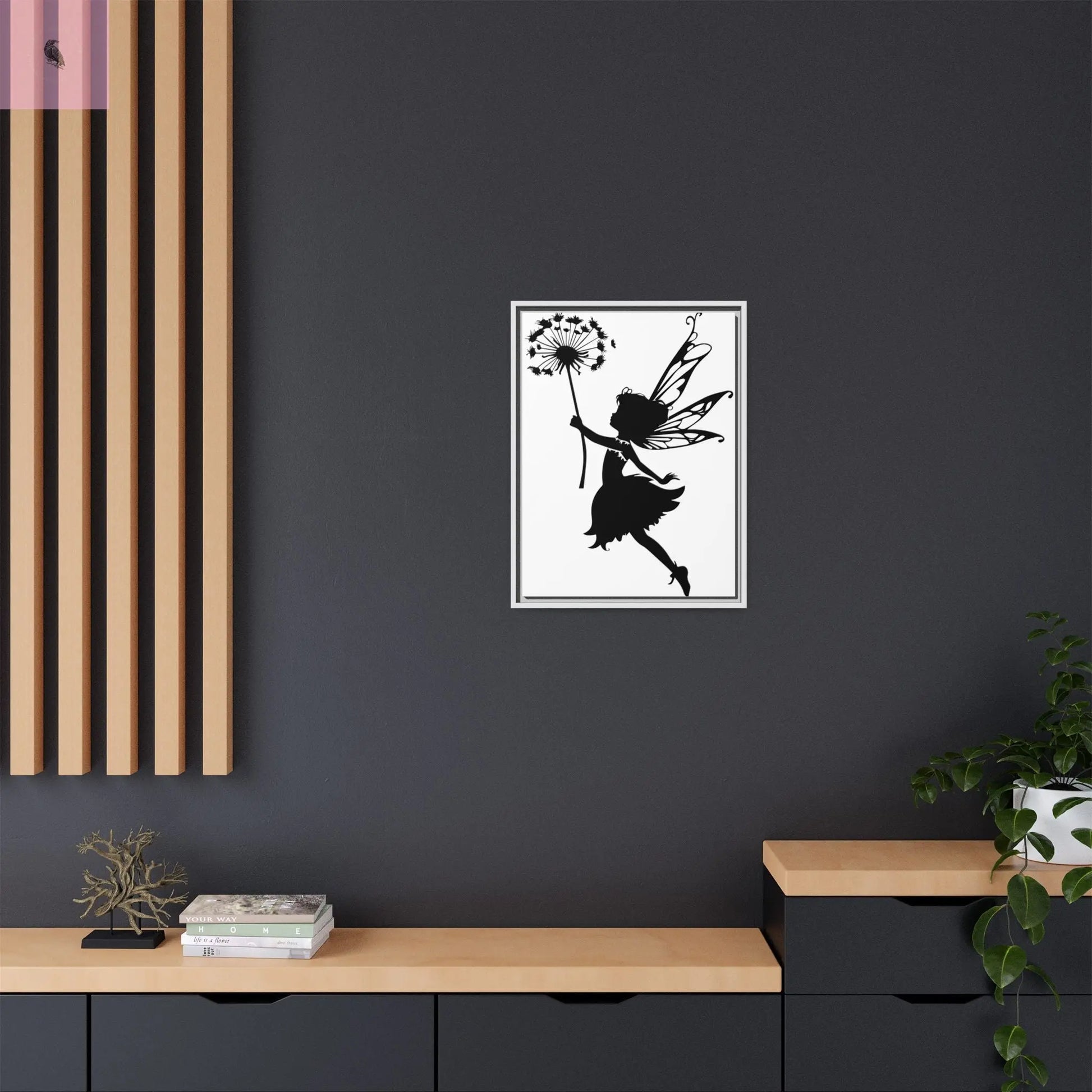 Framed canvas Fairy Silhouette Wall Art, Fairy lover Home Decor, Whimsical Framed Canvas, Fairy Gift, Kids Room Decoration, Nursery Art The flirty crow