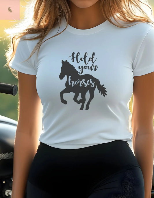 Women's Softstyle Tee slightly fitted white cotton horse lover tshirt the flirty crow