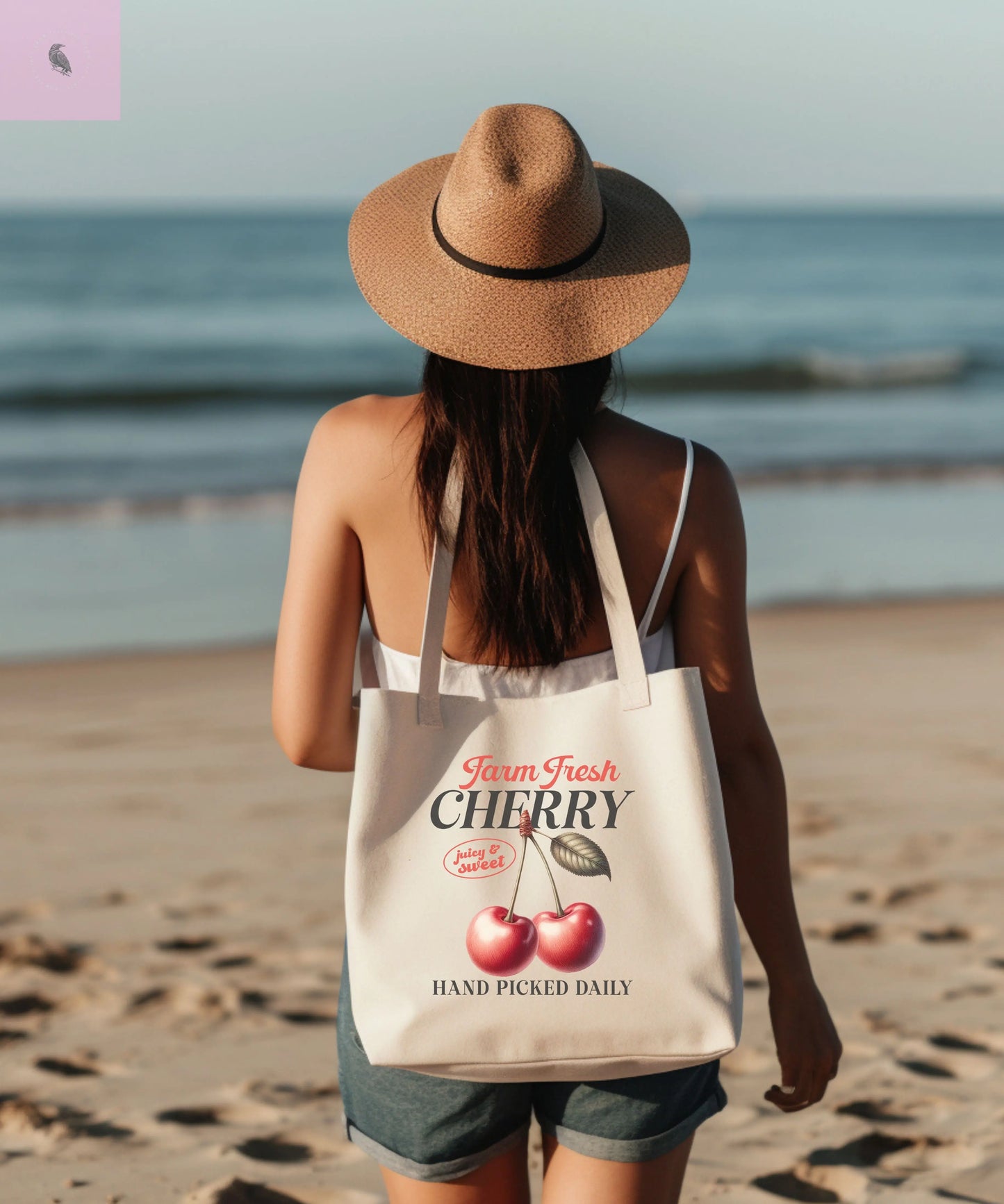 Fresh cherries cotton Canvas Tote or grocery tote the flirty crow