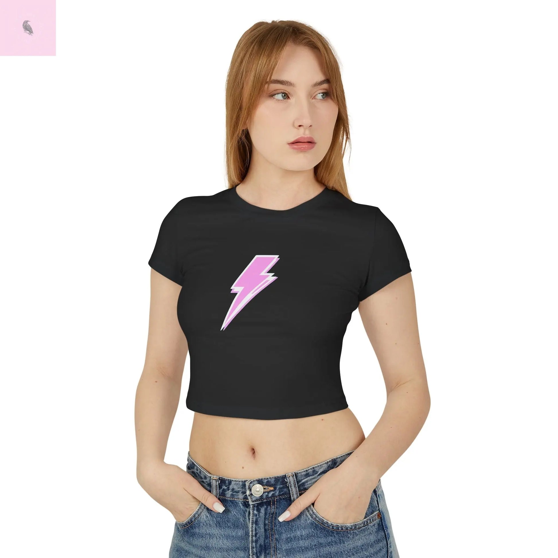 Pink Lightning Bolt Baby Tee the flirty crow