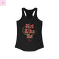 Not Like Us Racerback women's Tank, 49er fan gift, womens game day tank top, Gift for Sports Lovers, Niner fan Printify