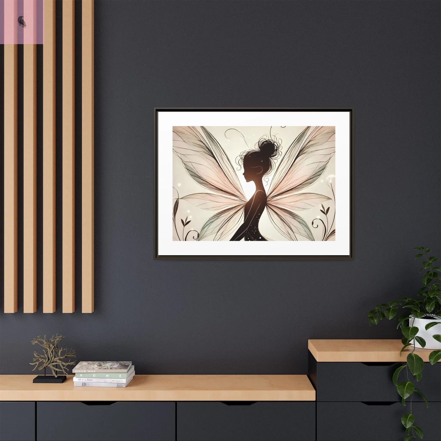 Framed Canvas Fairy wall art - The flirty crow