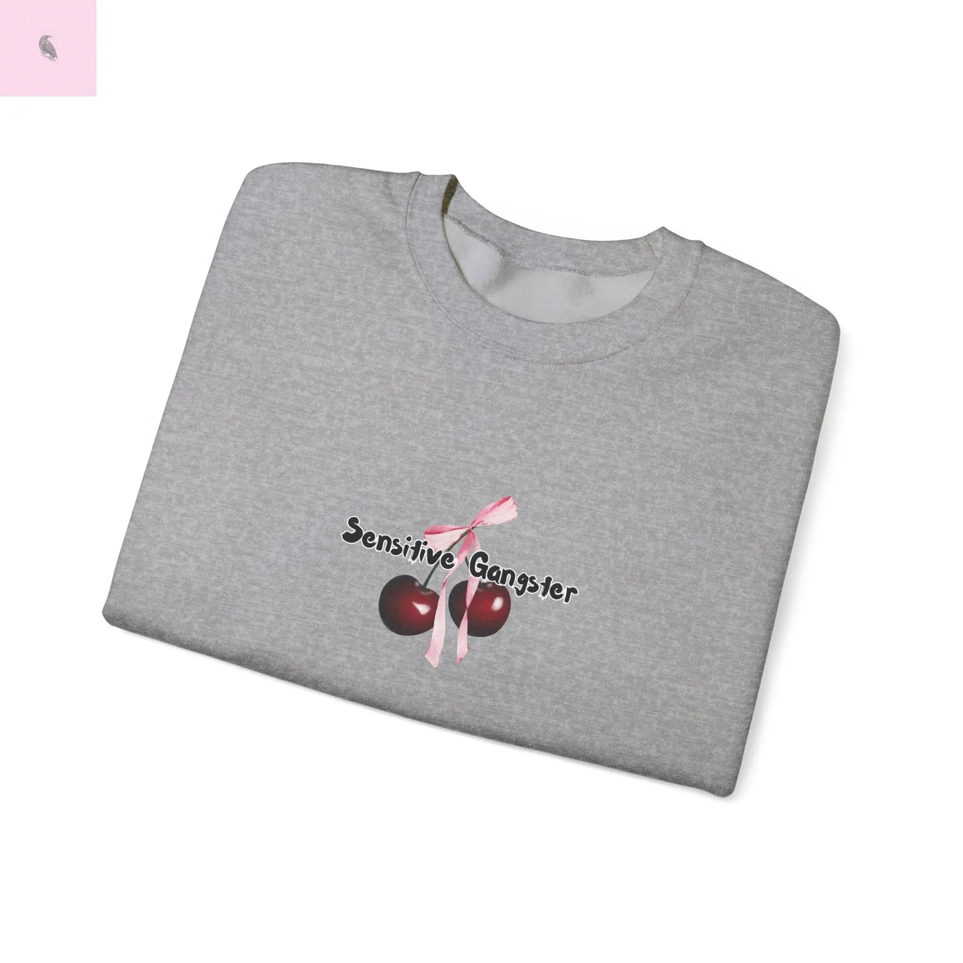 Sensitive Gangster Sweatshirt, Coquette cherries crewneck, Cozy Unisex sweatshirt, Gift for Friends, Casual Wear, Comfortable Fashion, The flirty crow