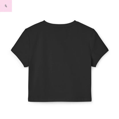 Cropped Baby Tee - Lucky Black Cotton Women's Shirt the flirty crow