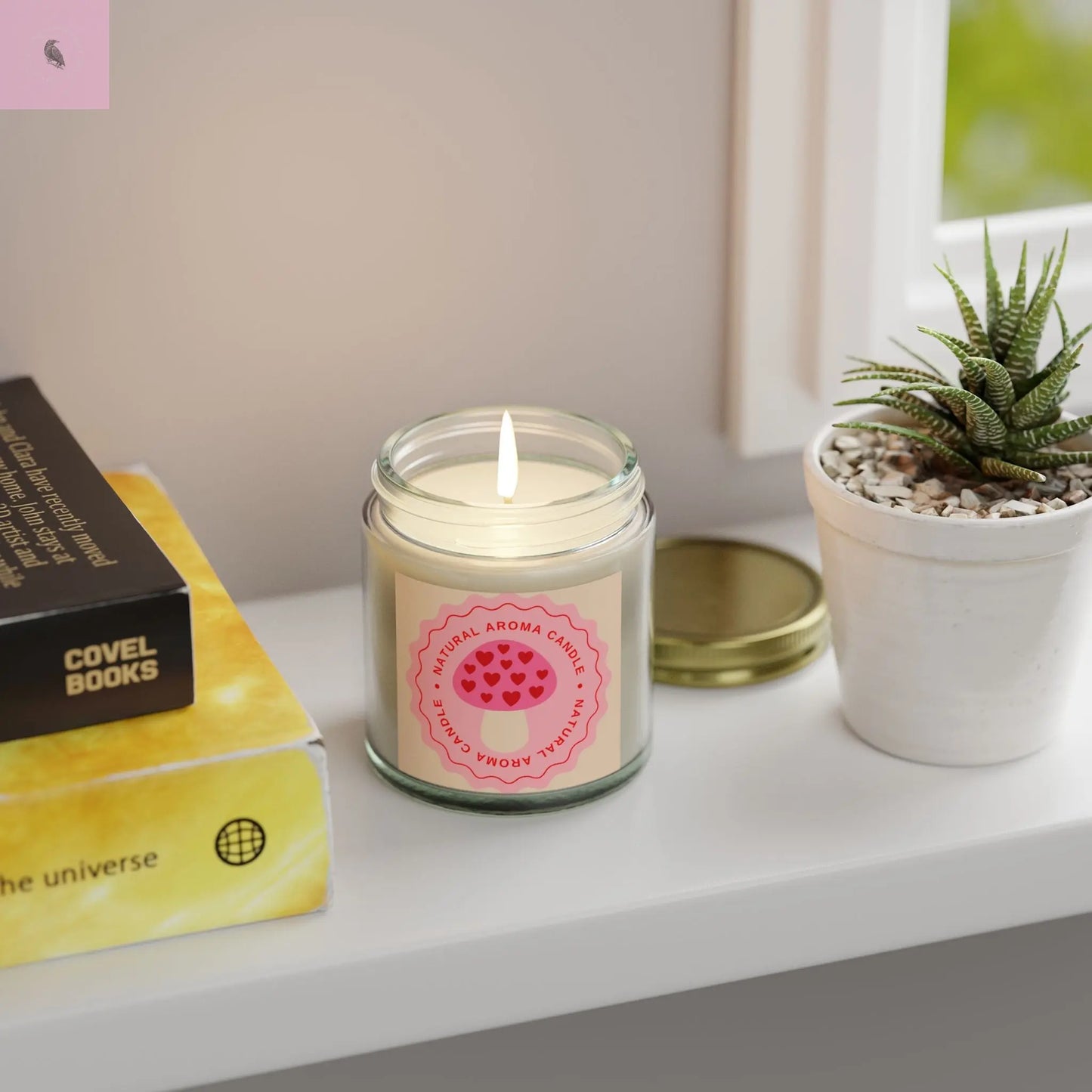 Mushroom retro Scented Candles, Coconut Apricot Wax (4oz, 9oz) the flirty crow