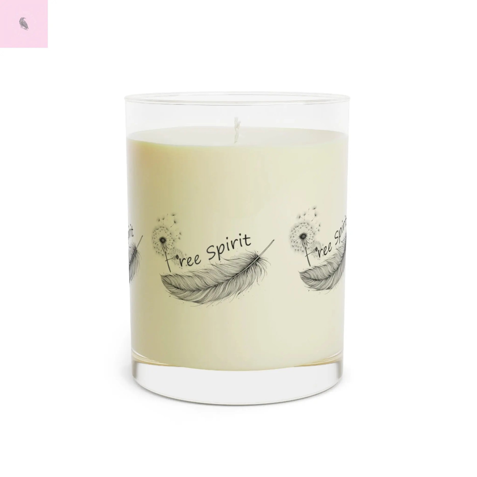 free spirit. Glass 11 oz soy wax feather   candle the flirty crow