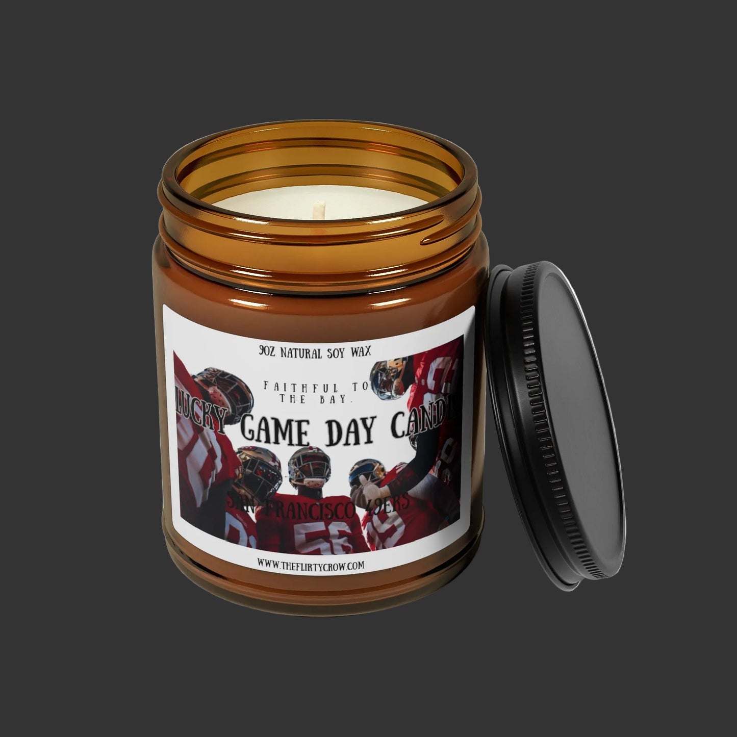 49er Lucky Game Day Soy Candle, 49er fan good luck scented candle for the home.