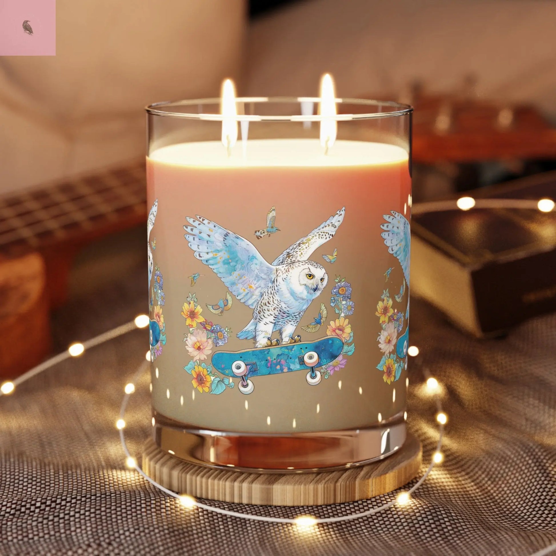 Soy Candle - Owl Lover Skateboarding 11oz Glass The flirty crow