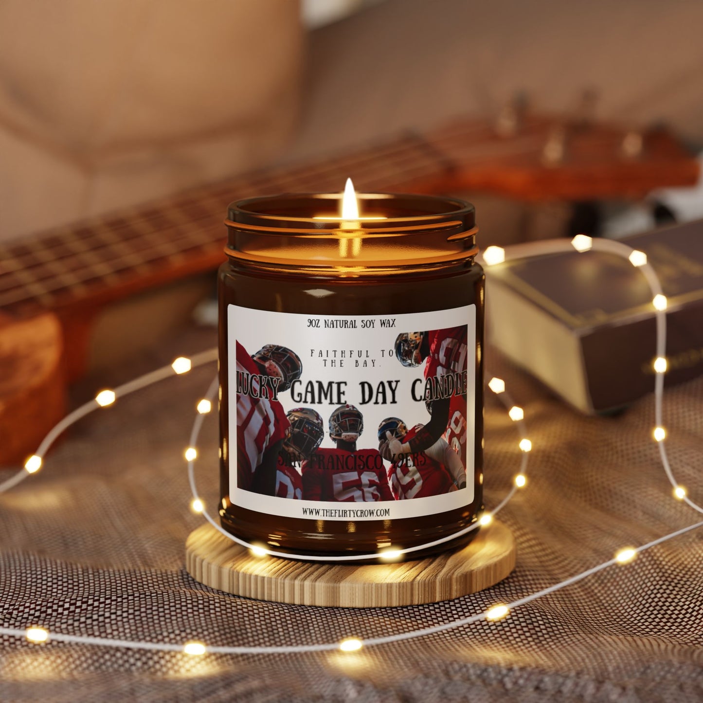 49er Lucky Game Day Soy Candle, 49er fan good luck scented candle for the home.