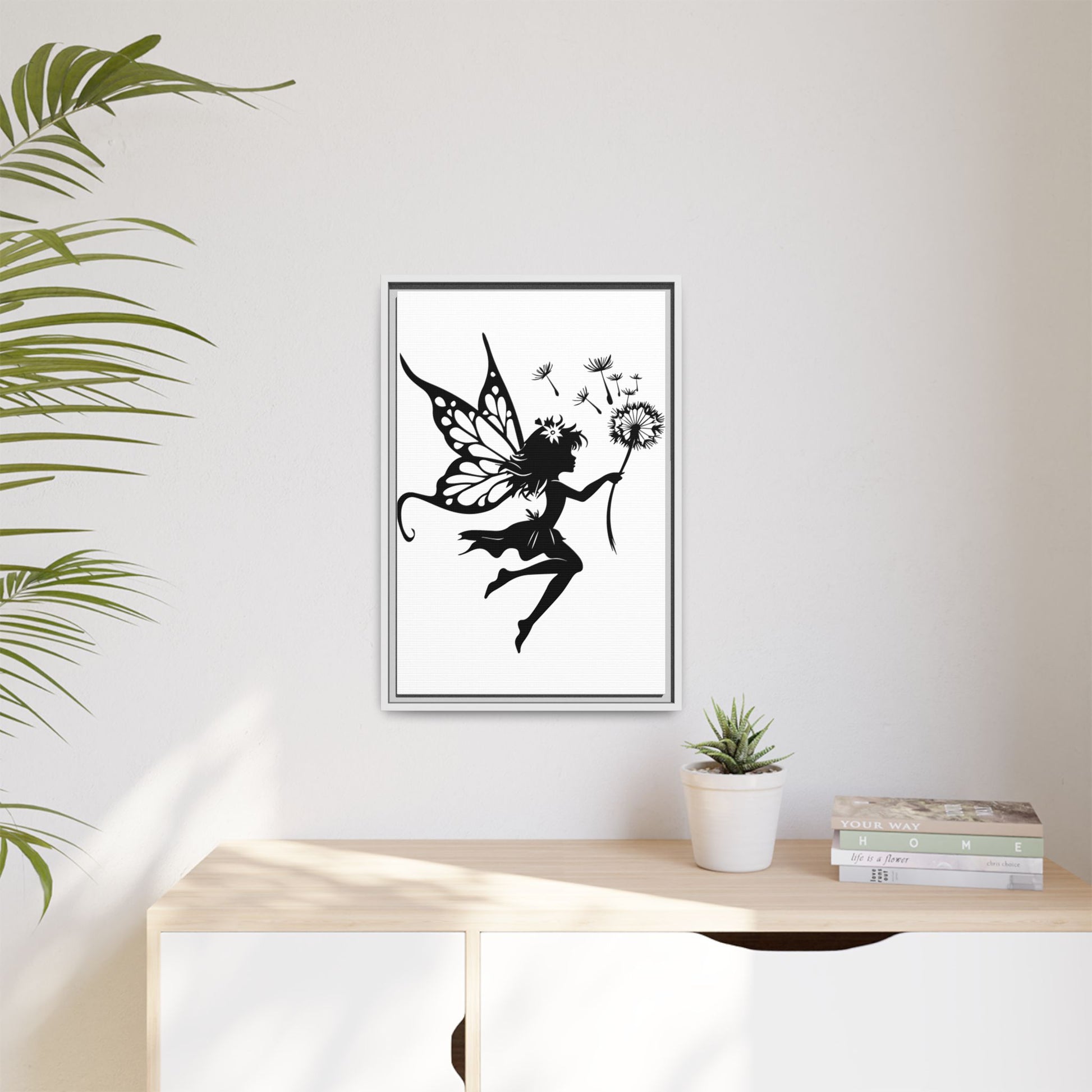 Framed Canvas Fairy Art, whimsical wall decor, nursery room art, gift for her - The flirty crow