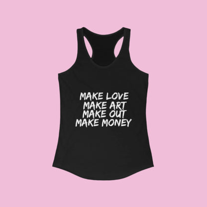 Women's Graphic Tank - Make Love Make Art Design Printify