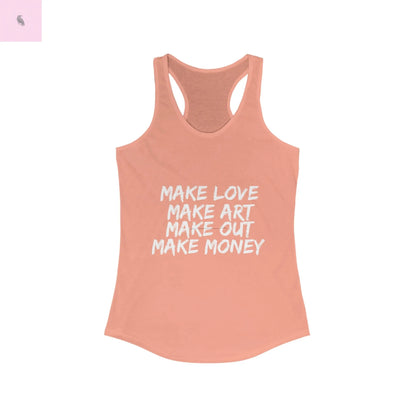 Women's Graphic Tank - Make Love Make Art Design Printify