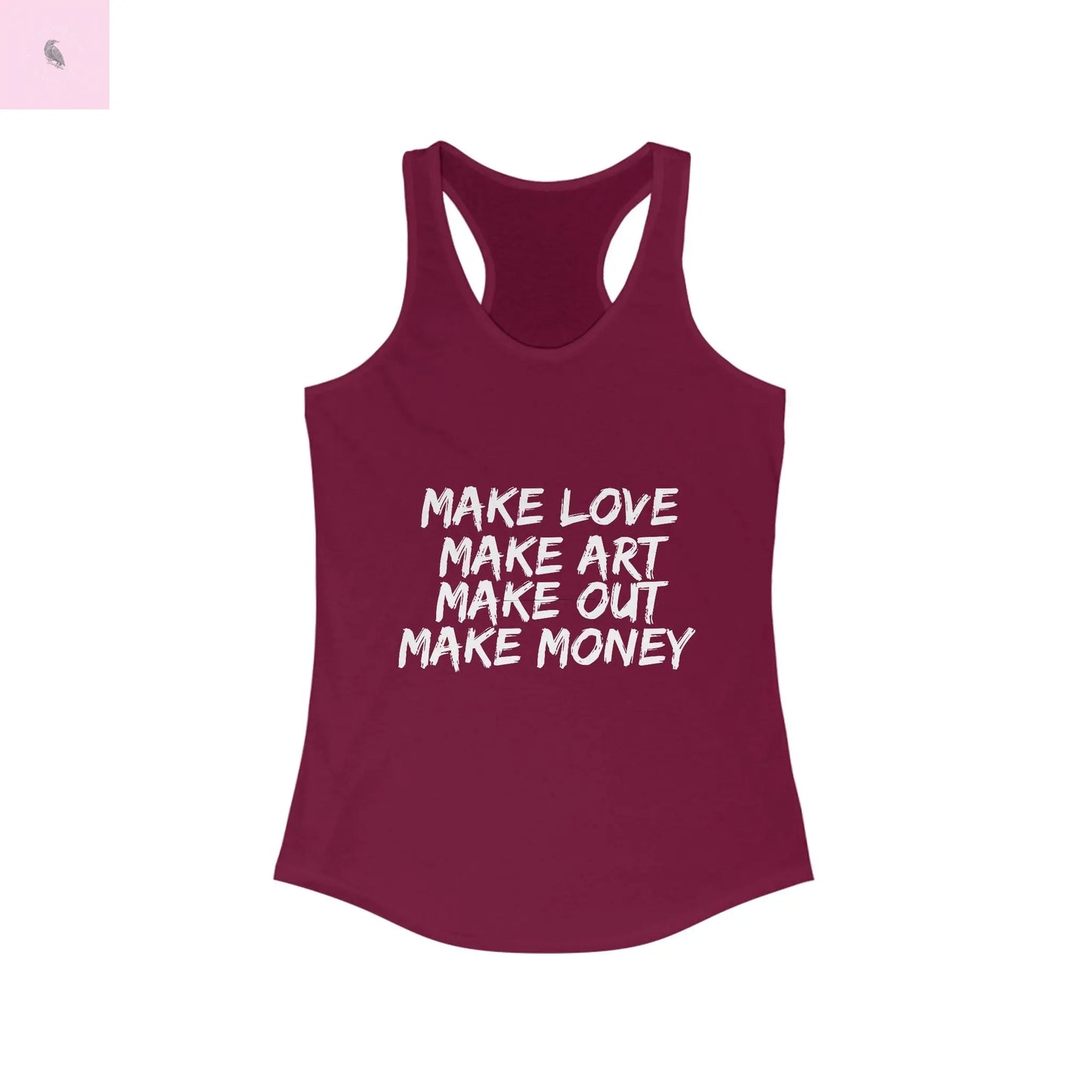 Women's Graphic Tank - Make Love Make Art Design Printify