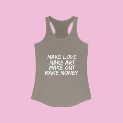 Women's Graphic Tank - Make Love Make Art Design Printify