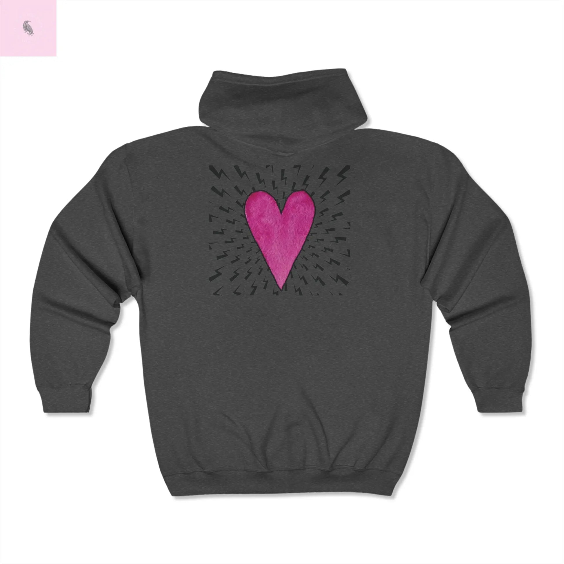 Heart Lighting Zip Up Hoodie - Heavy Blend Full Zip the flirty crow