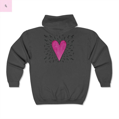 Heart Lighting Zip Up Hoodie - Heavy Blend Full Zip the flirty crow