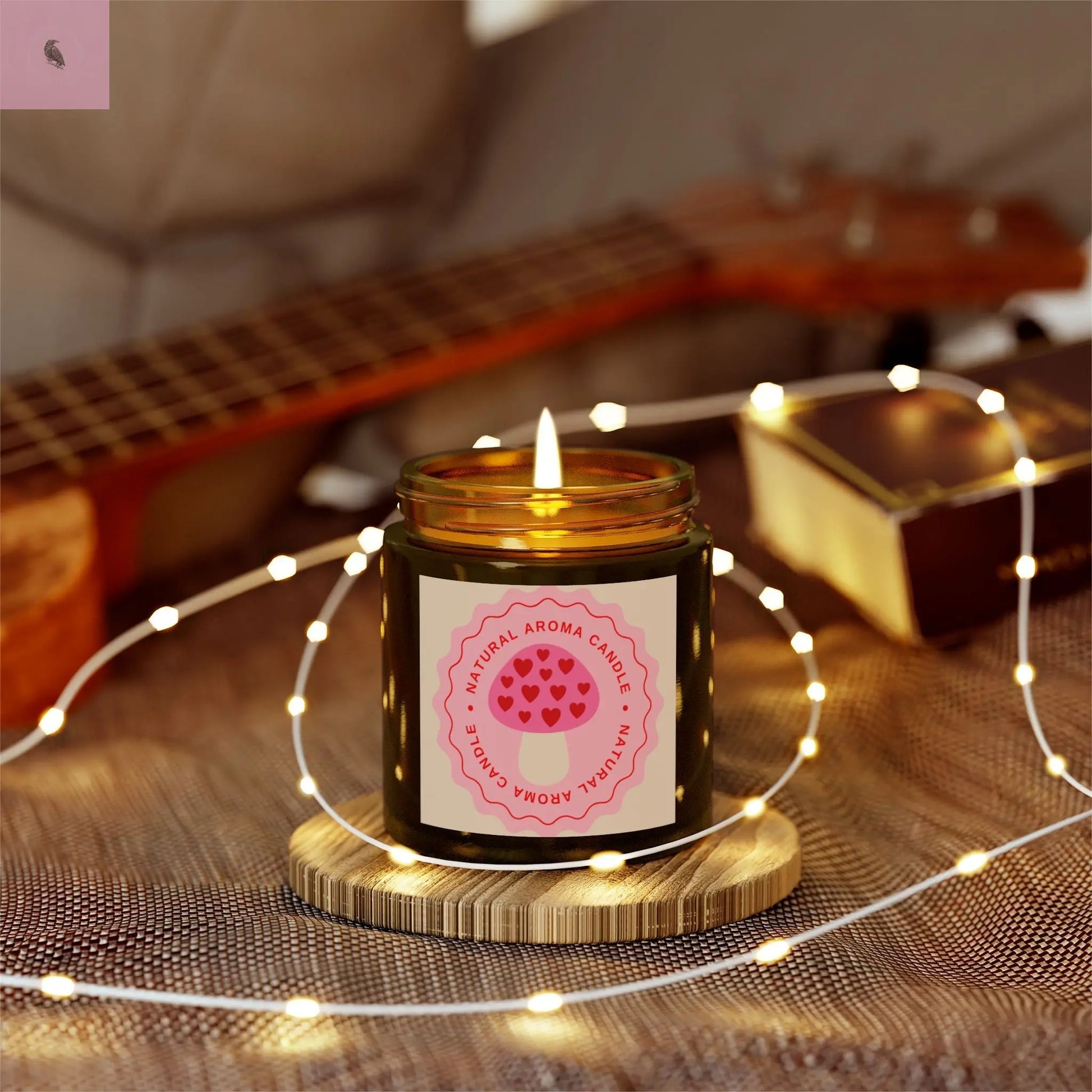 Mushroom retro Scented Candles, Coconut Apricot Wax (4oz, 9oz) the flirty crow