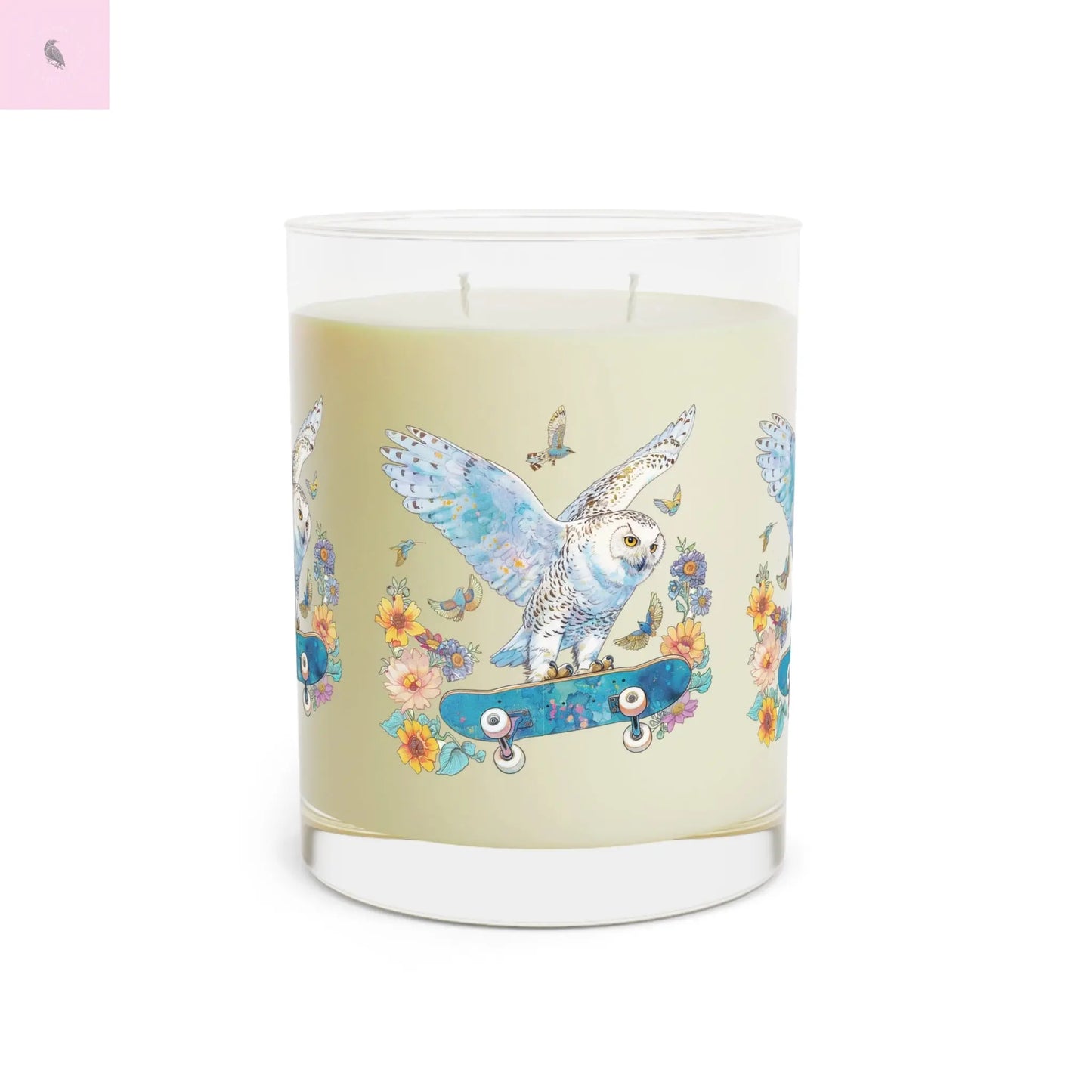 Soy Candle - Owl Lover Skateboarding 11oz Glass The flirty crow