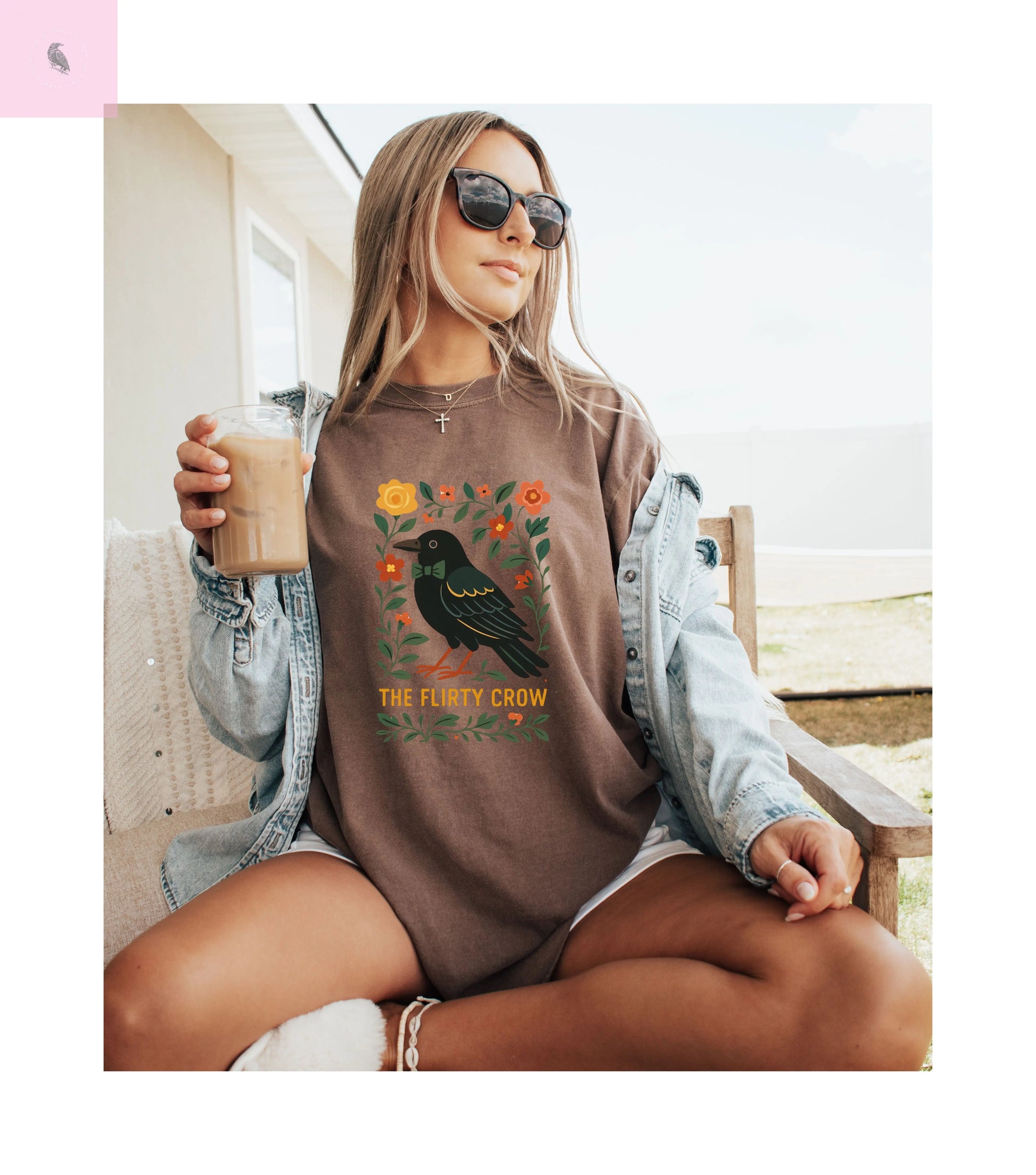 Flirty Crow Unisex  T-Shirt - Floral Design - The flirty crow