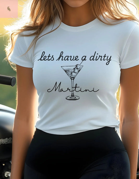 Martini lovers soft style white cotton  Tee the flirty crow