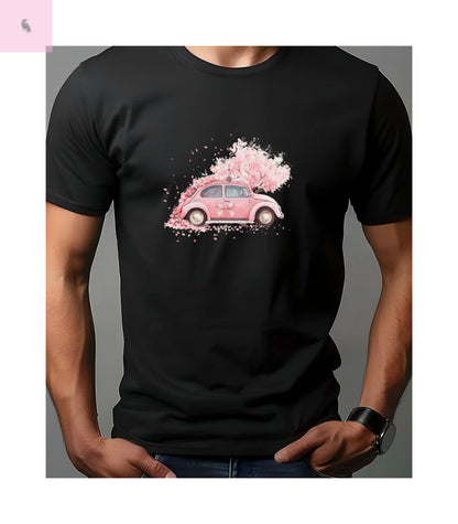 Vintage Car Floral T-Shirt, Unisex Tee, Casual Wear, Gift for Her, Spring Fashion, Boho Style, coquette design The flirty crow