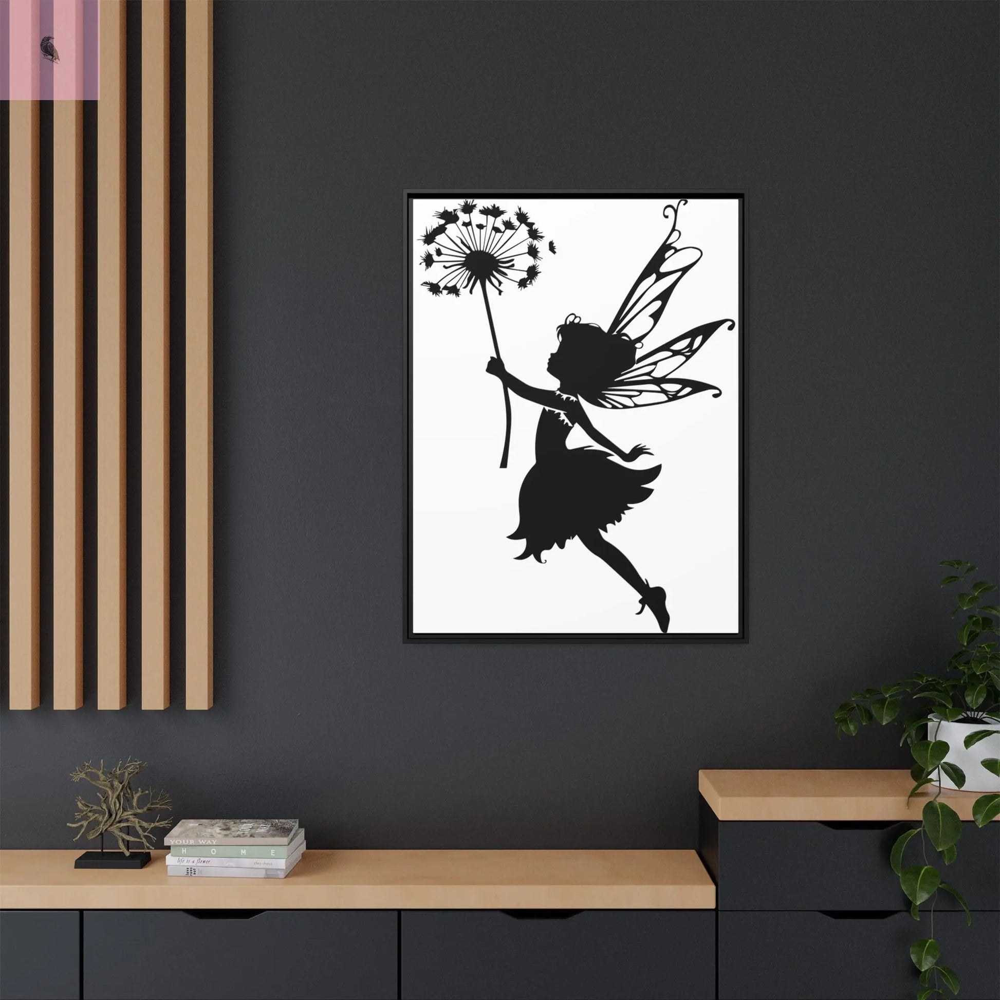 Framed canvas Fairy Silhouette Wall Art, Fairy lover Home Decor, Whimsical Framed Canvas, Fairy Gift, Kids Room Decoration, Nursery Art The flirty crow