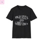 Groovy Retro Unisex T-Shirt - High Fives and Good Vibes Black Tee the flirty crow