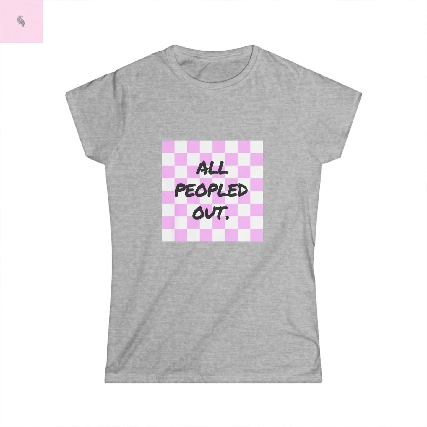 Women's Soft slim fit introvert retro checkered tshirt the flirty crow