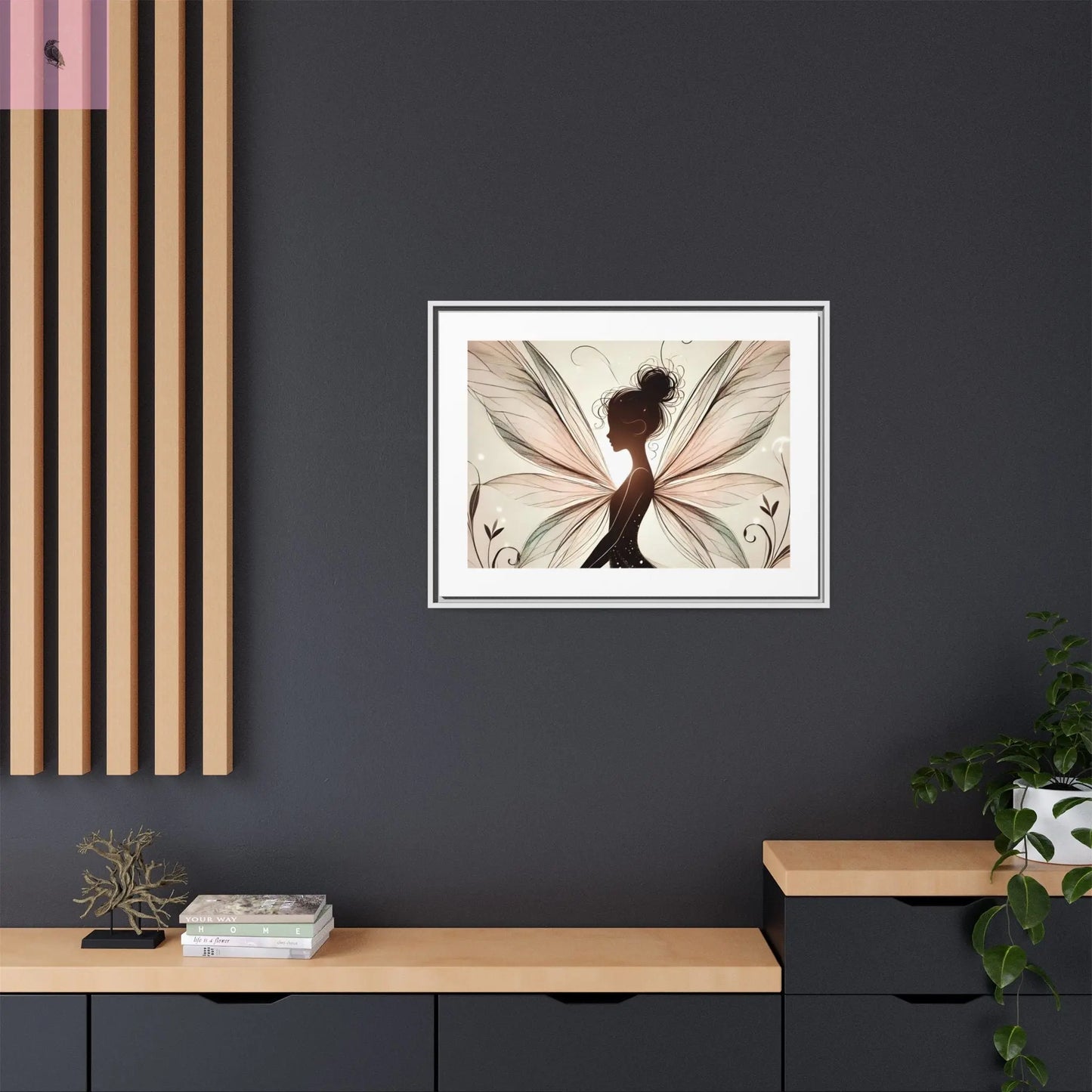 Framed Canvas Fairy wall art - The flirty crow