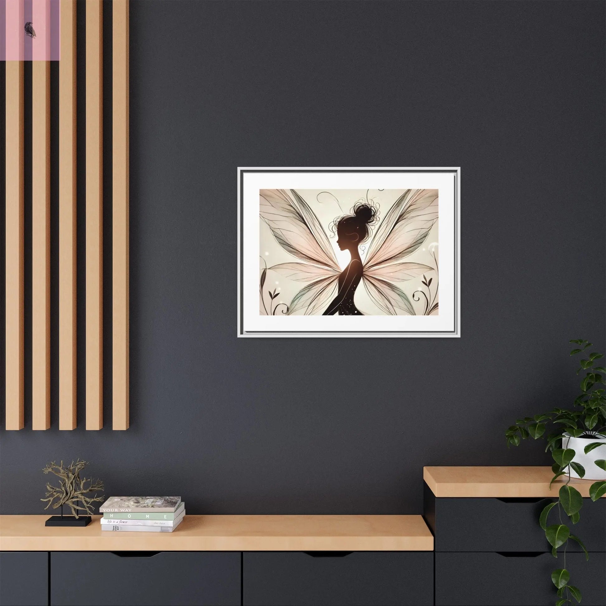 Framed Canvas Fairy wall art - The flirty crow