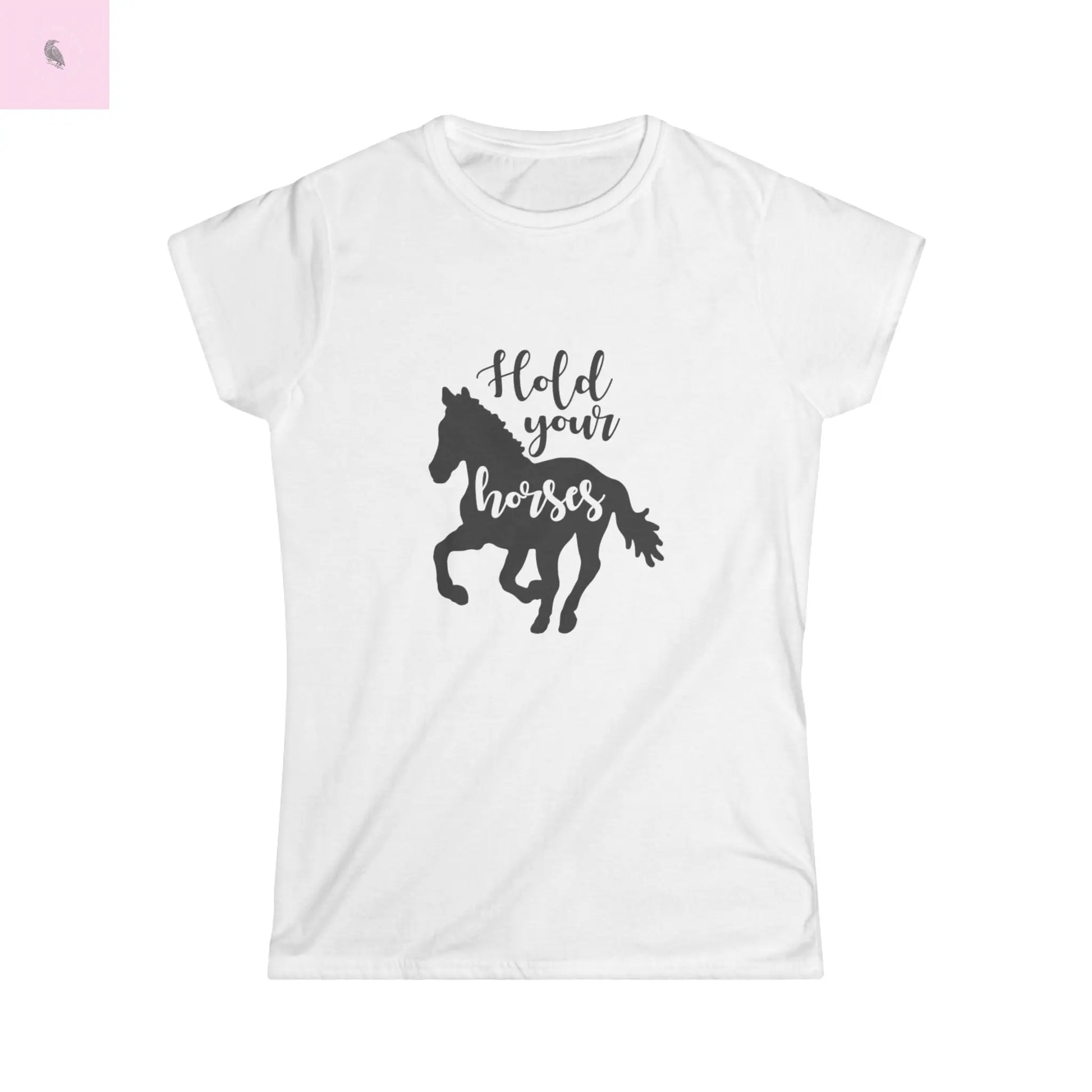 Women's Softstyle Tee slightly fitted white cotton horse lover tshirt the flirty crow