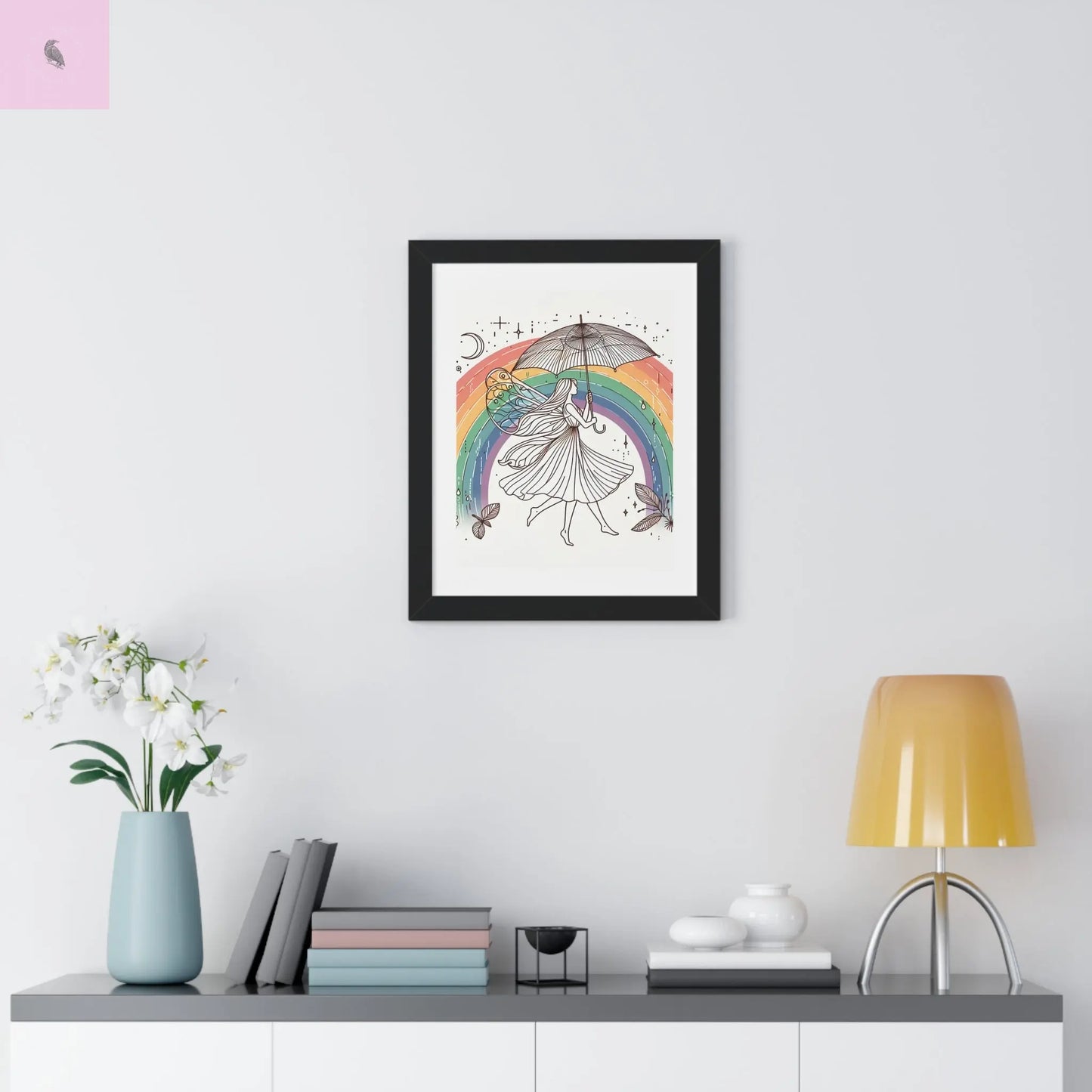Framed  fairy whimsical Wall Art - The flirty crow