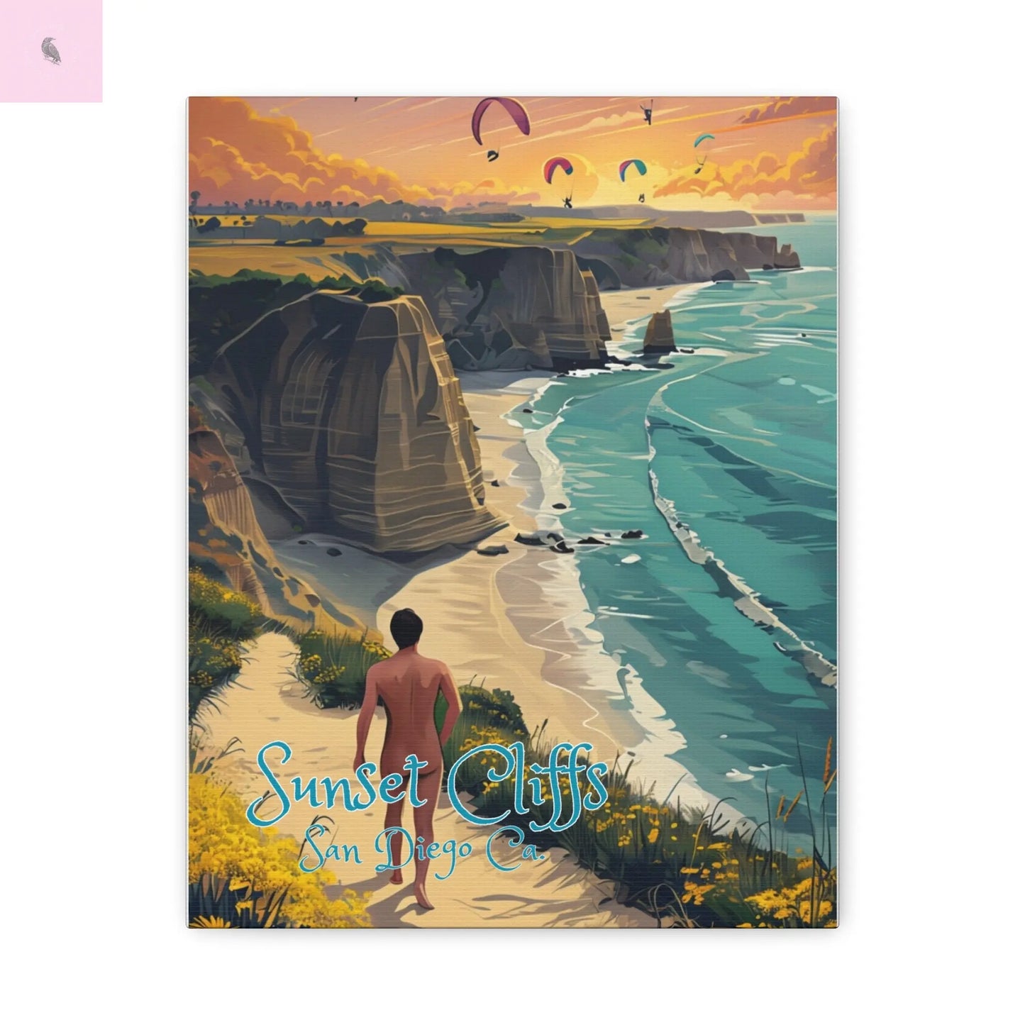Stretched Canvas Wall Art, Sunset Cliffs San Diego Decor, Beach Wall Art, Coastal Art for Home, Travel Gift, Vacation Decor Printify