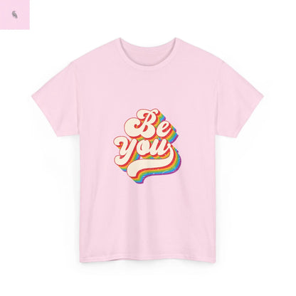 Be you tshirt  beautiful fun rainbow retro  Cotton Tee Printify