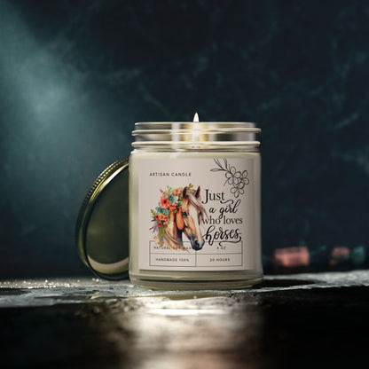 Horse lover glass candle