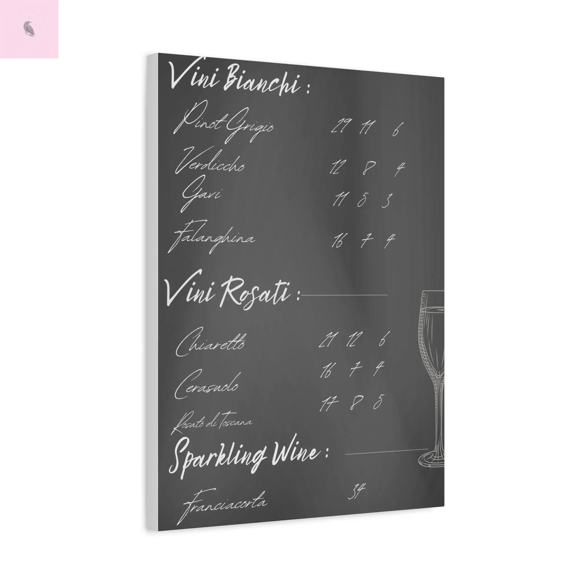 Chalkboard Wine Menu, Italian wine Canvas Art,  Bar Decor, Wine List Wall Art,  Kitchen Decor, Wine Lover Gift, Italian wine lover Printify