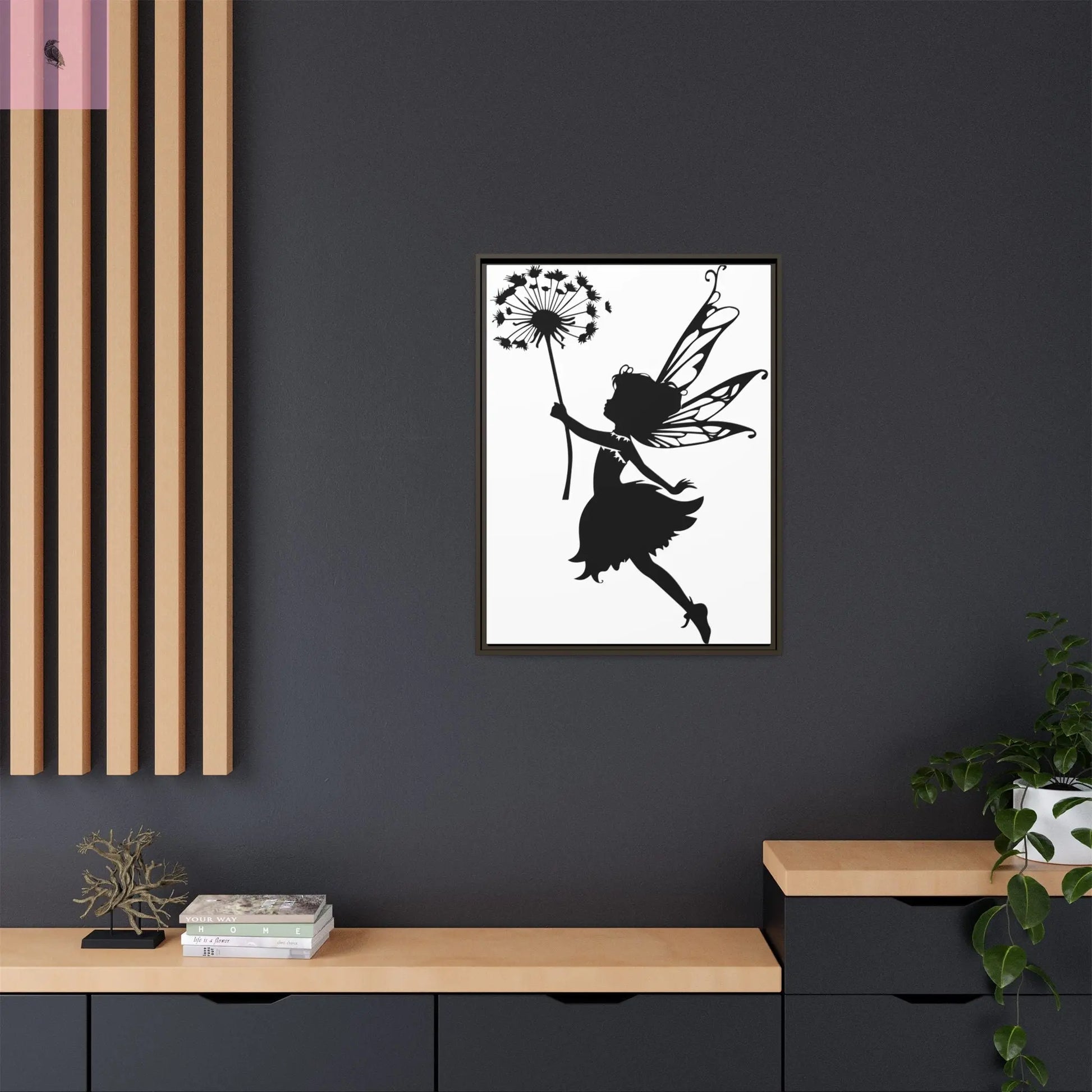 Framed canvas Fairy Silhouette Wall Art, Fairy lover Home Decor, Whimsical Framed Canvas, Fairy Gift, Kids Room Decoration, Nursery Art The flirty crow