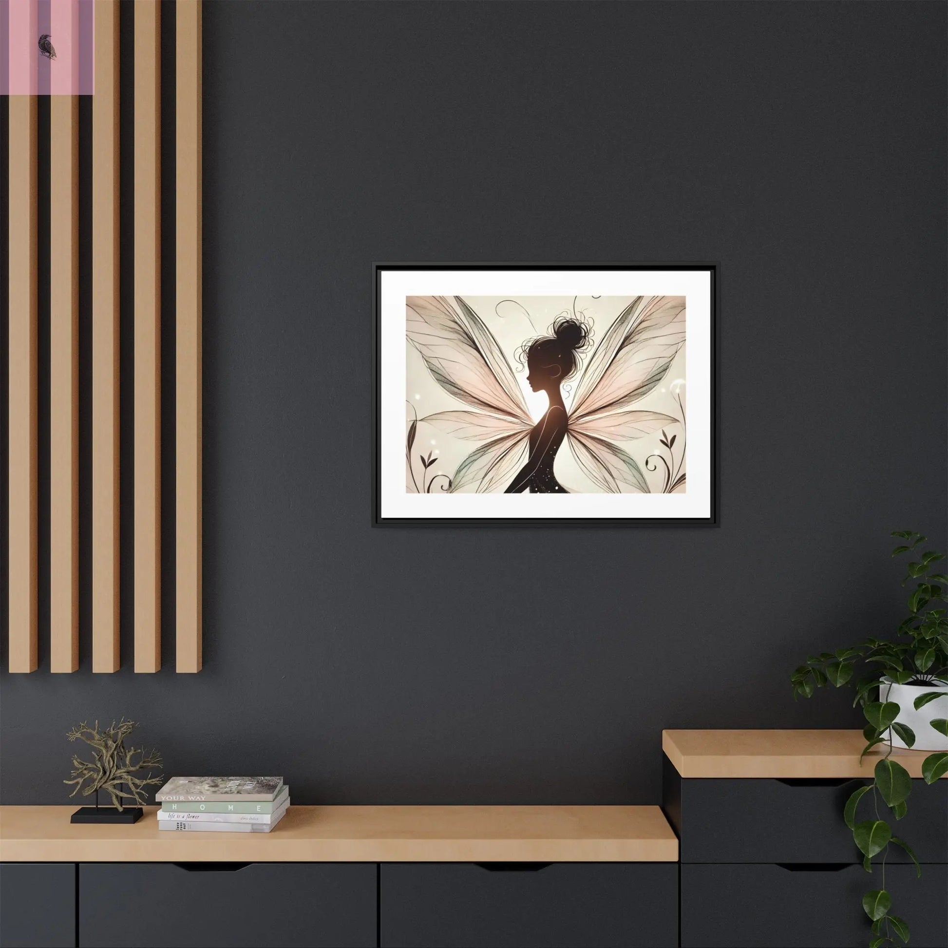 Framed Canvas Fairy wall art - The flirty crow