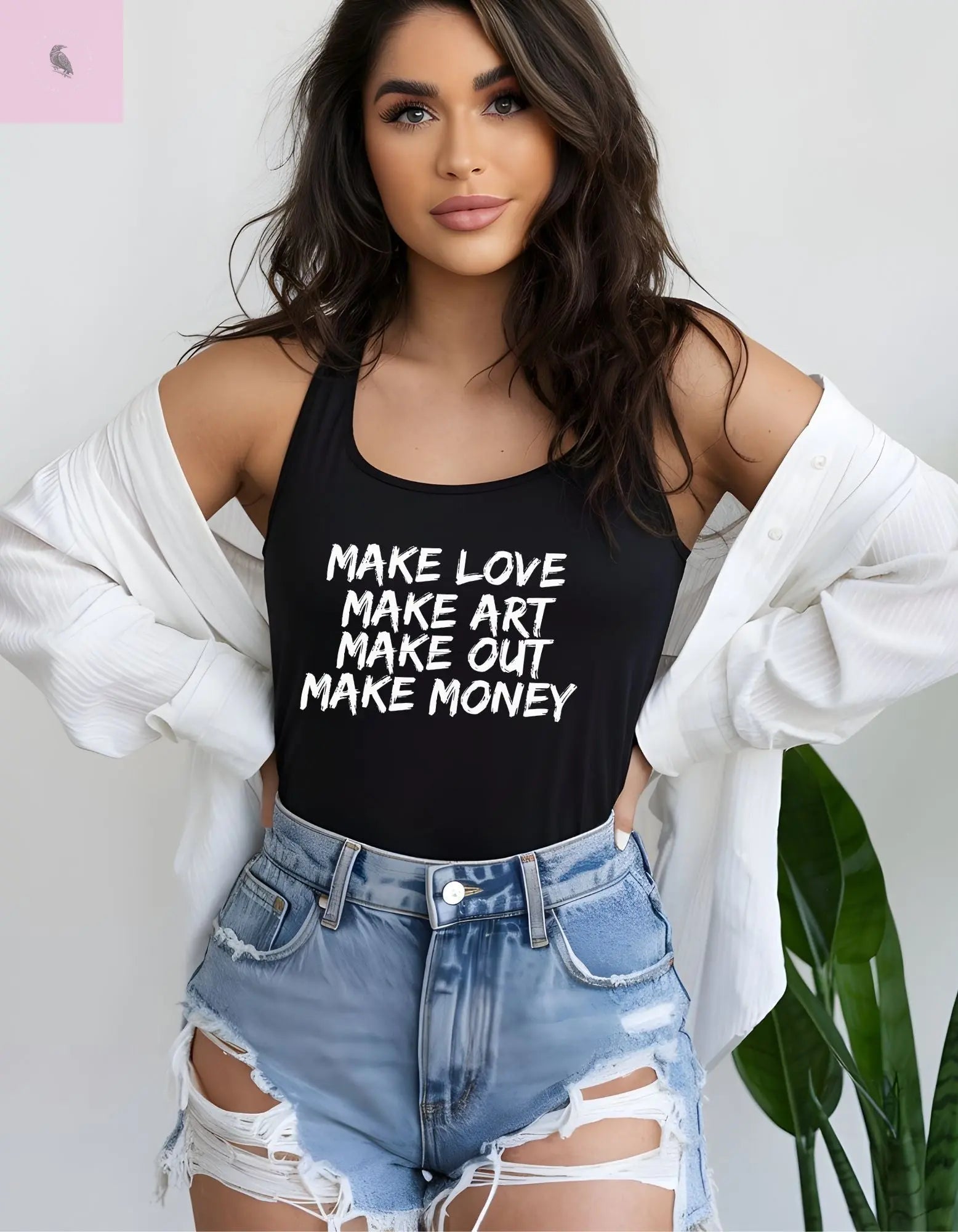 Women's Graphic Tank - Make Love Make Art Design The flirty crow
