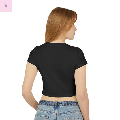 Cropped Baby Tee - Lucky Black Cotton Women's Shirt the flirty crow