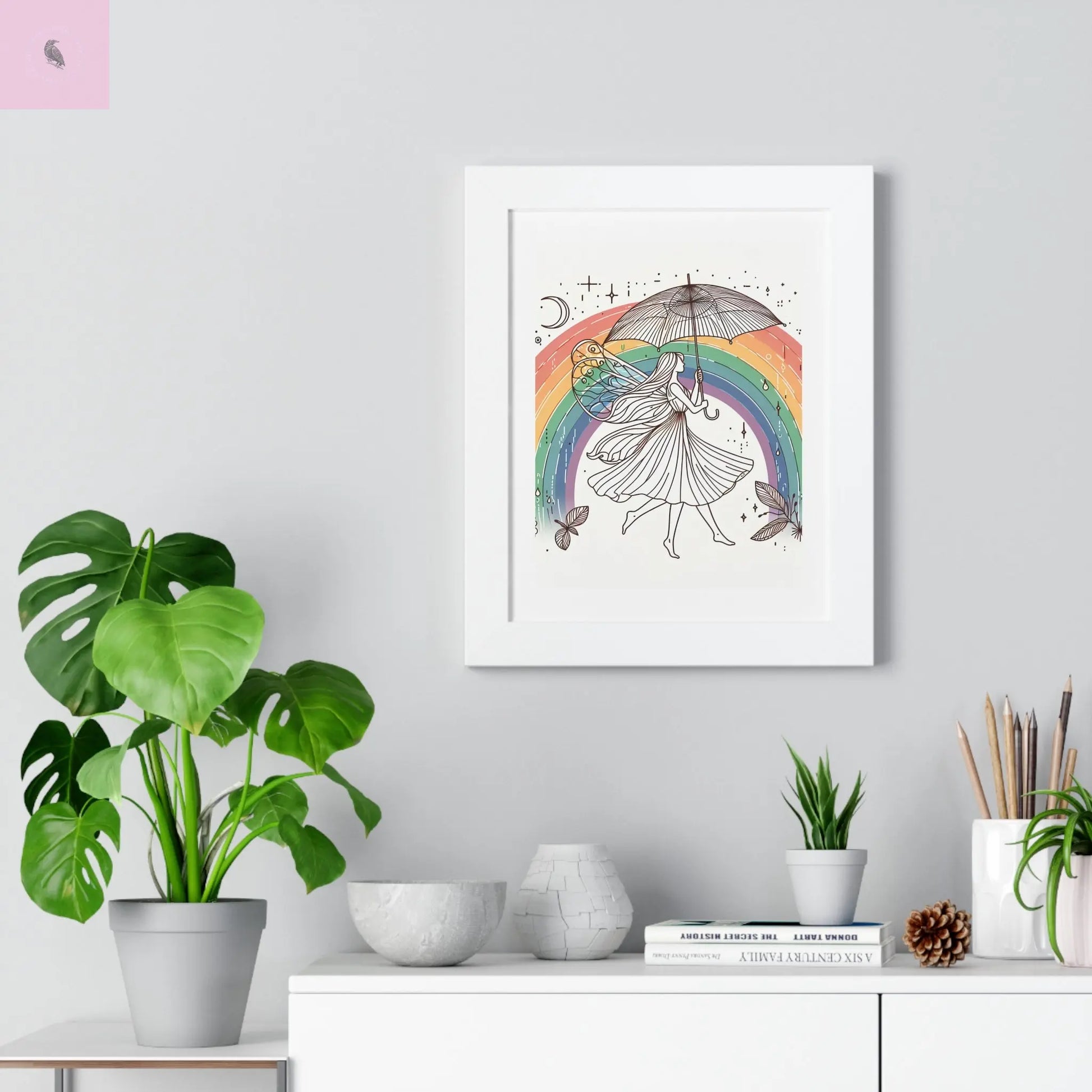 Framed  fairy whimsical Wall Art - The flirty crow