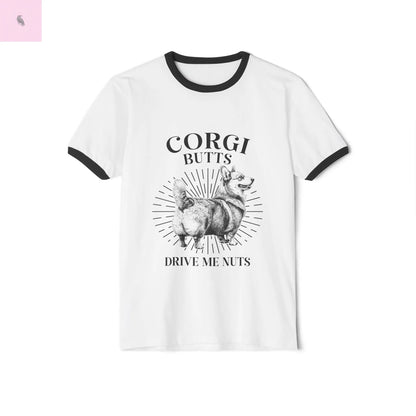 Corgi Dog Lover Ringer Tee short sleeve black and white the flirty crow