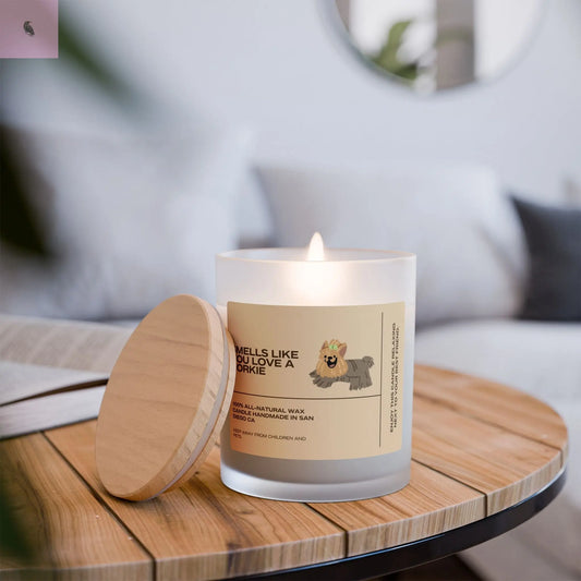 Yorkshire Terrier dog lovers glass Candle the flirty crow