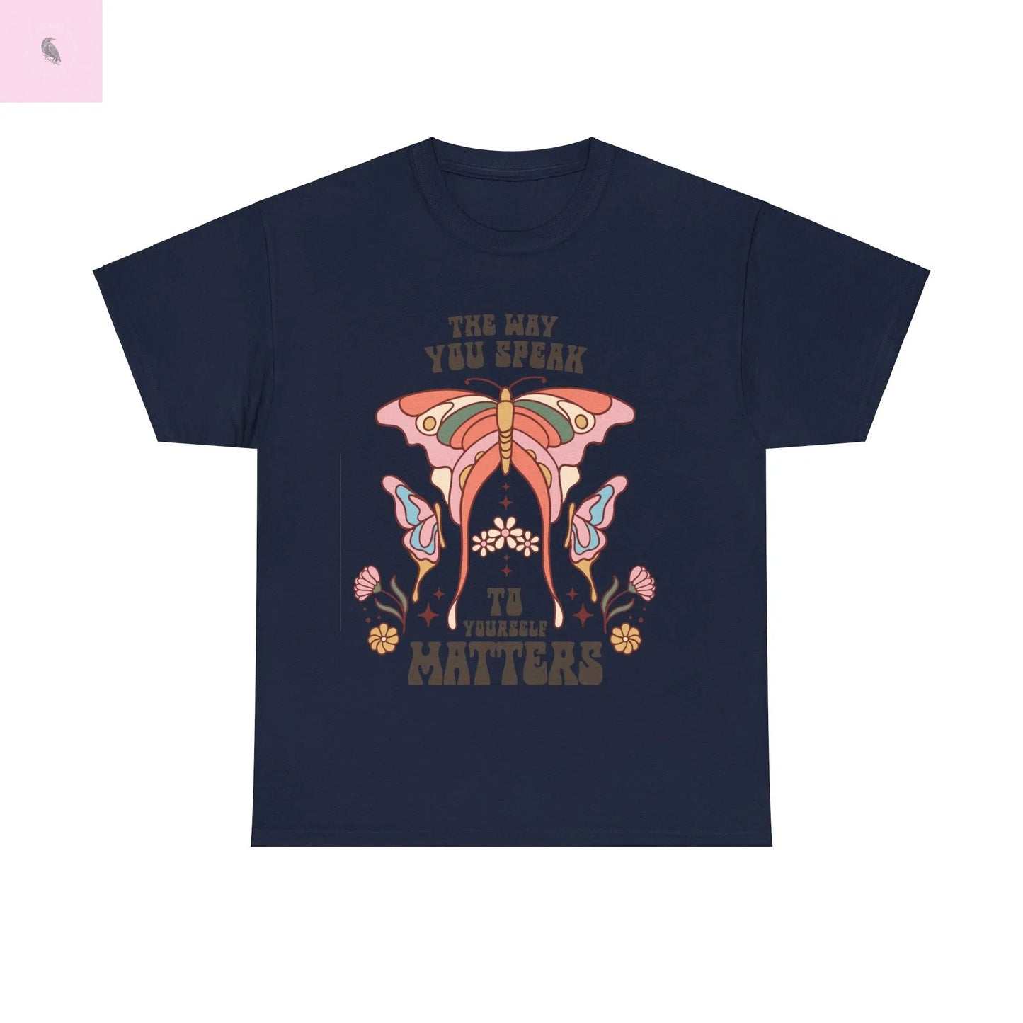 Retro Butterfly Tee, Positive Vibe, Cotton T-Shirt, Speak Kindly Shirt, Quality Vintage Top, Unisex Tee the flirty crow