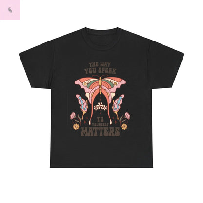 Retro Butterfly Tee, Positive Vibe, Cotton T-Shirt, Speak Kindly Shirt, Quality Vintage Top, Unisex Tee the flirty crow