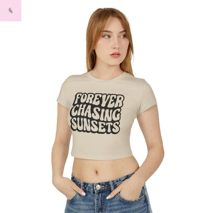 Retro Crop Tee - Forever Chasing Sunsets Women's Baby Tee the flirty crow