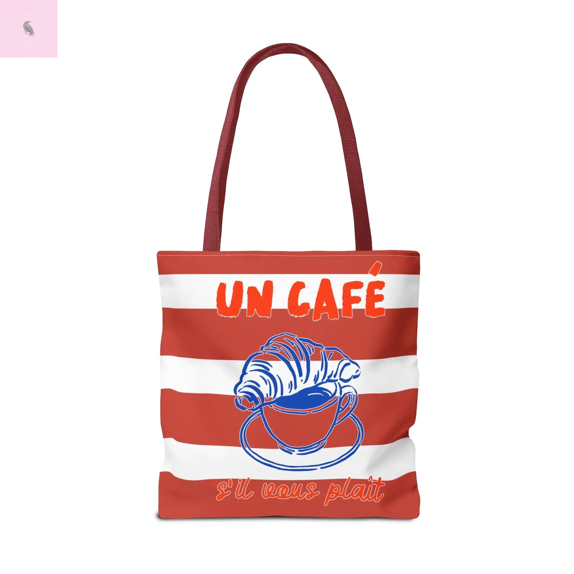 Café Tote Bag,  Coffee Lover's bag, Croissant lover, Gift for her, Grocery tote, farmers market , Traveler gift, Artisan Design The flirty crow