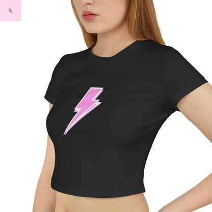 Pink Lightning Bolt Baby Tee the flirty crow