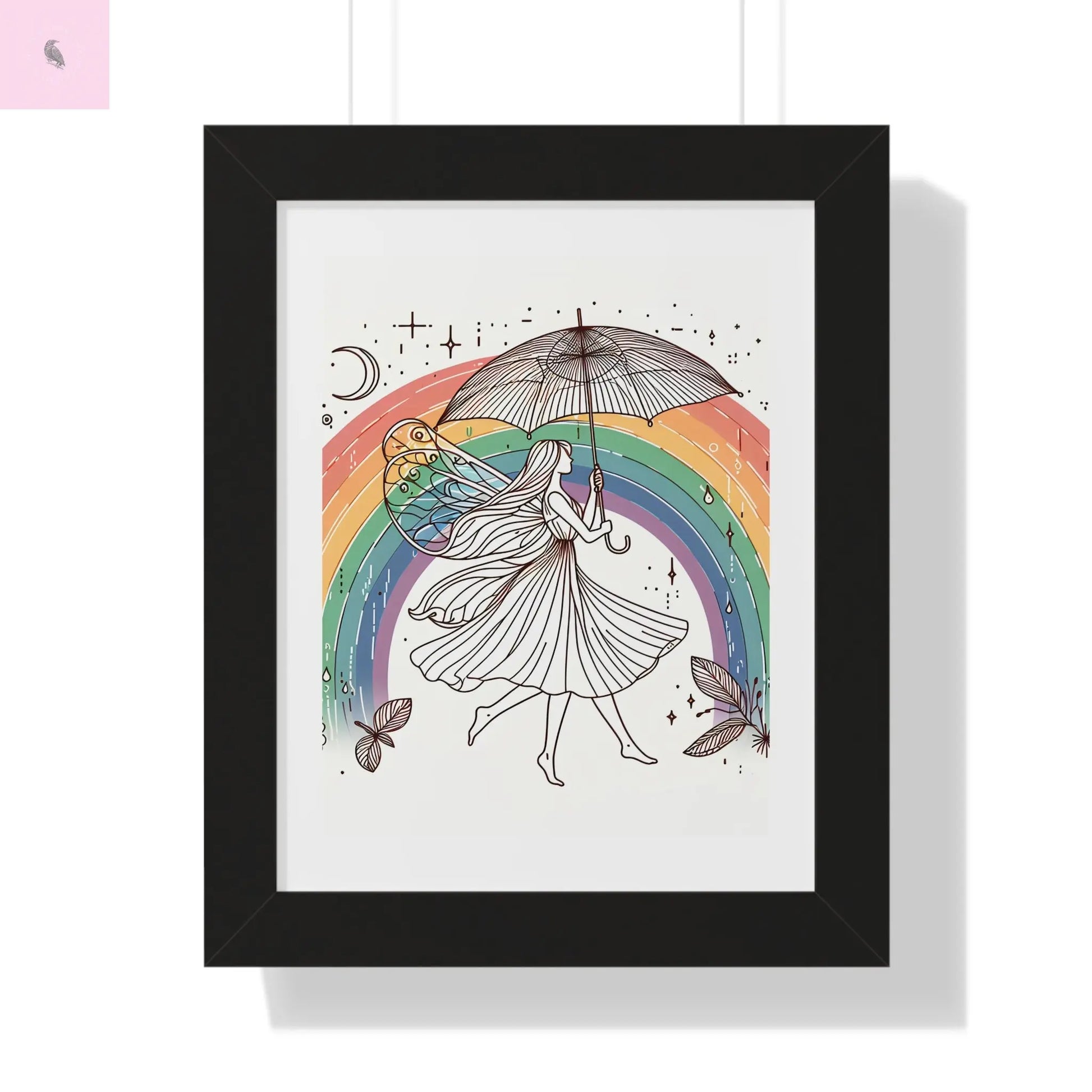 Framed  fairy whimsical Wall Art - The flirty crow
